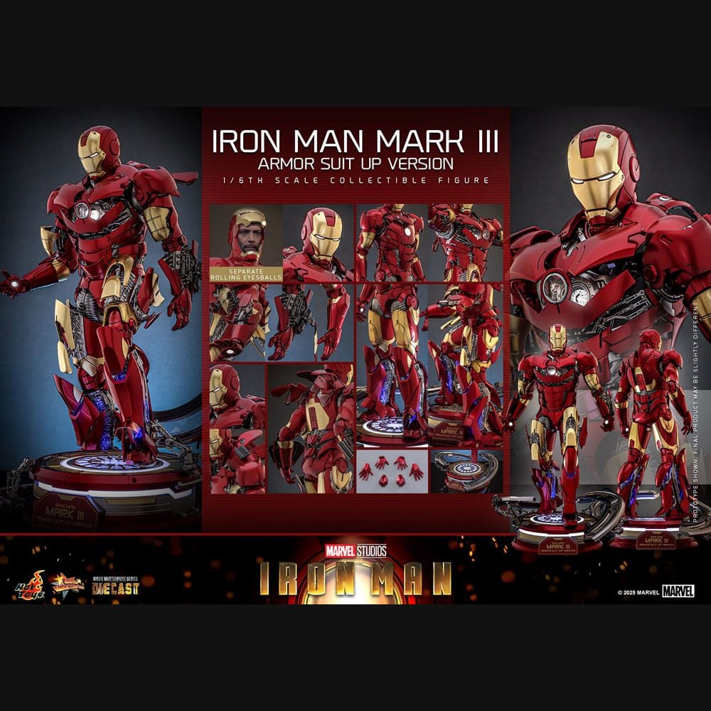 Hot Toys Marvel: Iron Man - Iron Man Mark III (Armor Suit Up) Masterpiece Diecast 1/6 Actionfigur