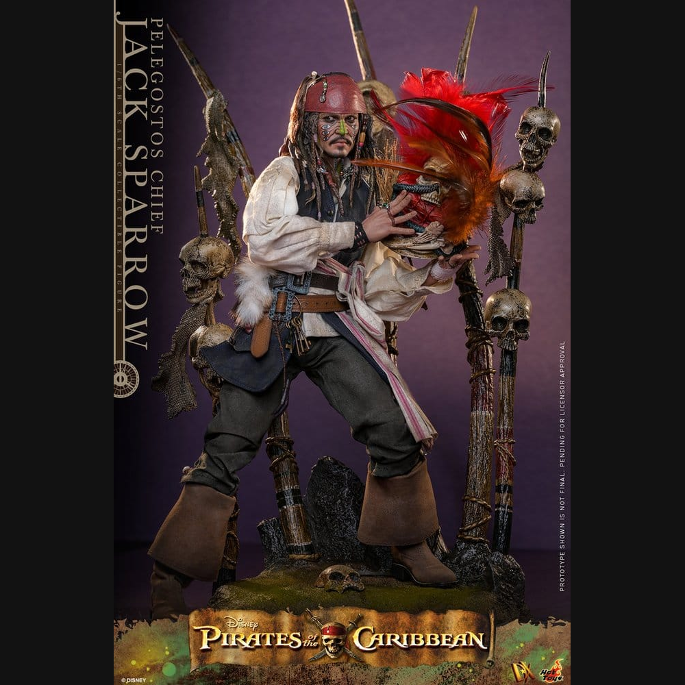Hot Toys Fluch der Karibik 2 - Jack Sparrow Häuptling von Pelegostos DX 1/6 Actionfigur