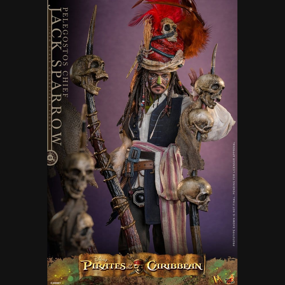 Hot Toys Fluch der Karibik 2 - Jack Sparrow Häuptling von Pelegostos DX 1/6 Actionfigur