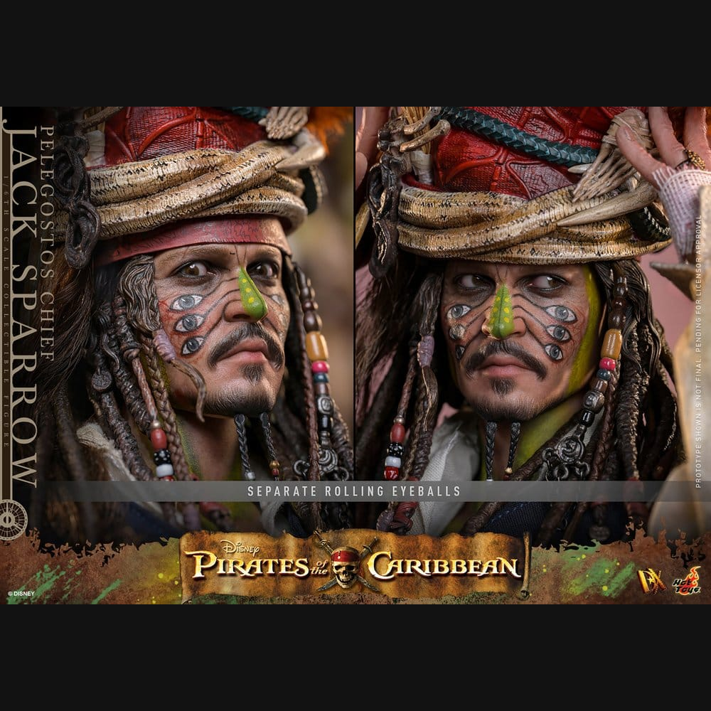 Hot Toys Fluch der Karibik 2 - Jack Sparrow Häuptling von Pelegostos DX 1/6 Actionfigur