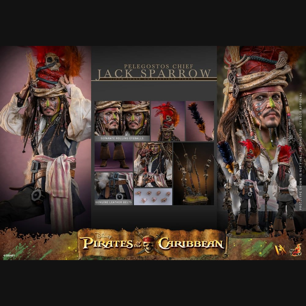 Hot Toys Fluch der Karibik 2 - Jack Sparrow Häuptling von Pelegostos DX 1/6 Actionfigur