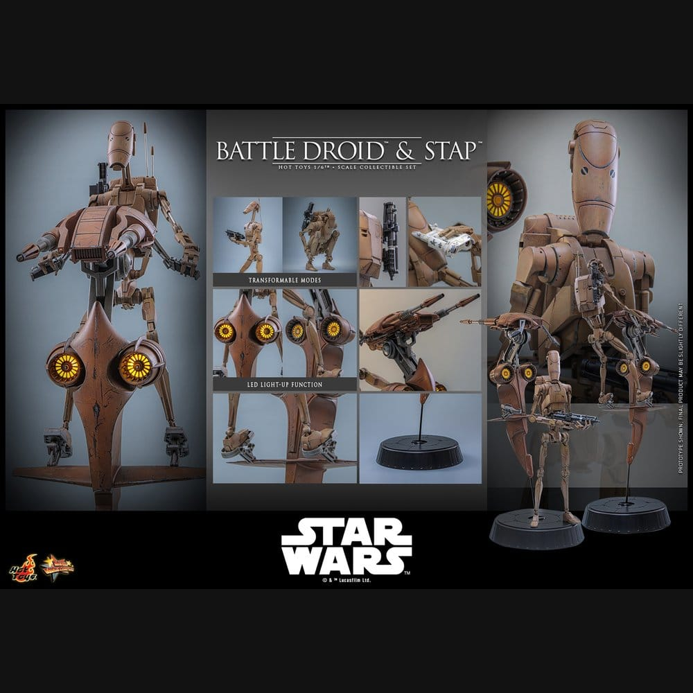 Hot Toys Star Wars: Episode I - Battle Droid & STAP Masterpiece 1/6 Actionfiguren Set