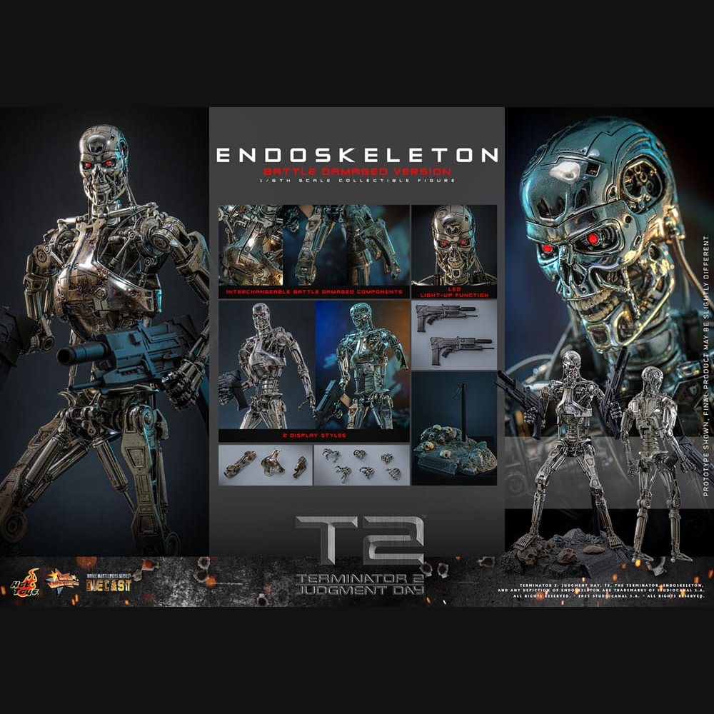 Hot Toys Terminator 2 - Endoskelett (Battle Damaged) Masterpiece Die-cast 1/6 Actionfigur