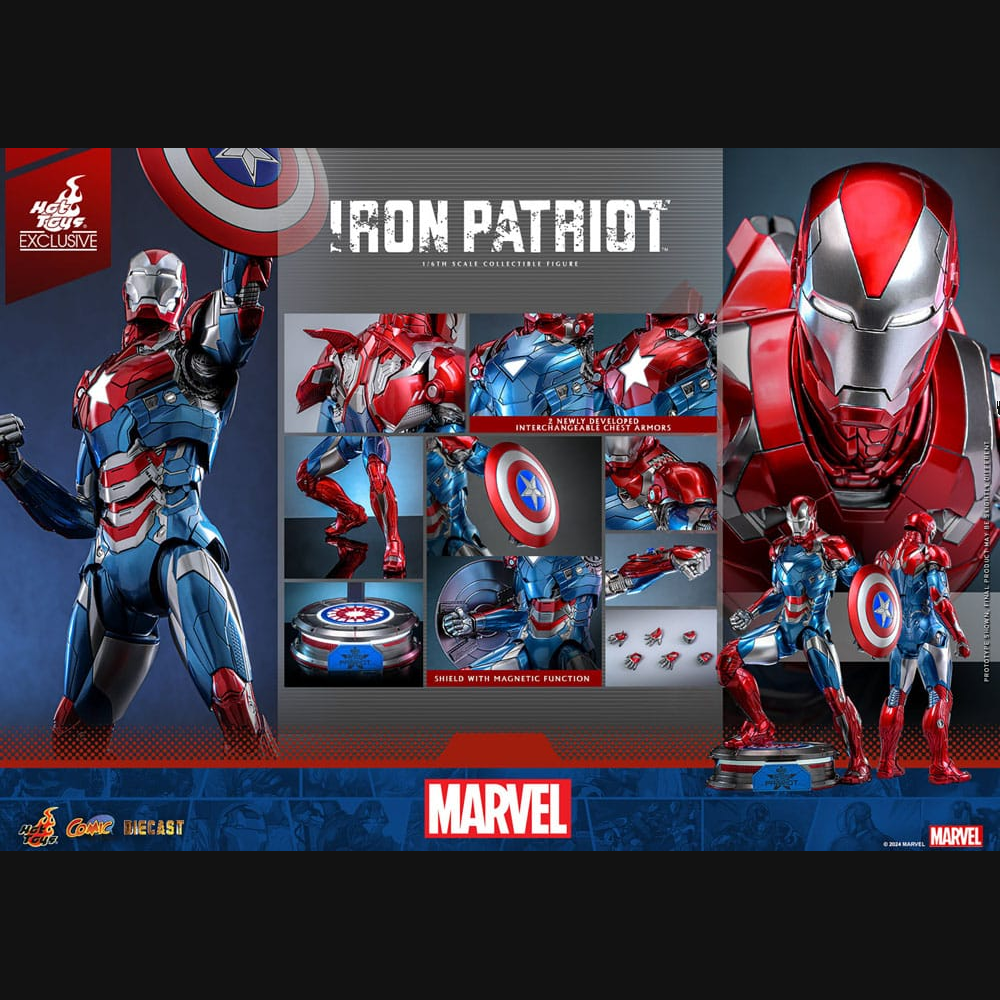 Hot Toys Marvel: Iron Man - Iron Patriot Masterpiece Diecast 1/6 Actionfigur