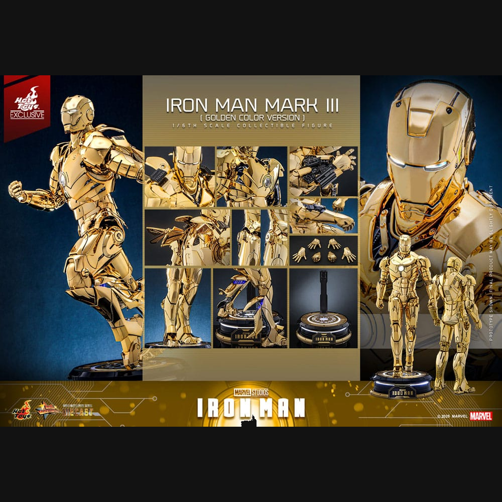 Hot Toys Marvel: Iron Man - Iron Man Mark III (Gold) Masterpiece Diecast 1/6 Actionfigur