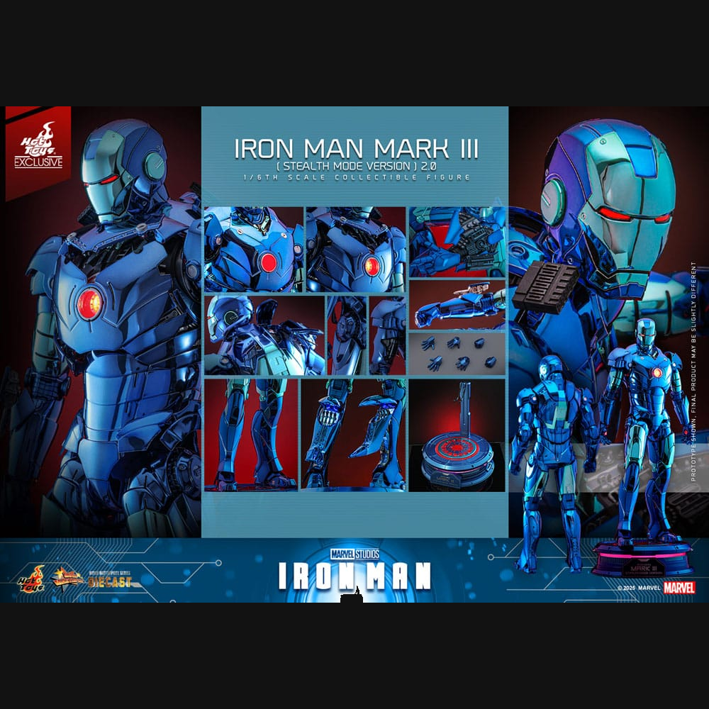 Hot Toys Iron Man - Iron Man Mark III (Stealth Mode) 2.0 Masterpiece Diecast 1/6 Actionfigur
